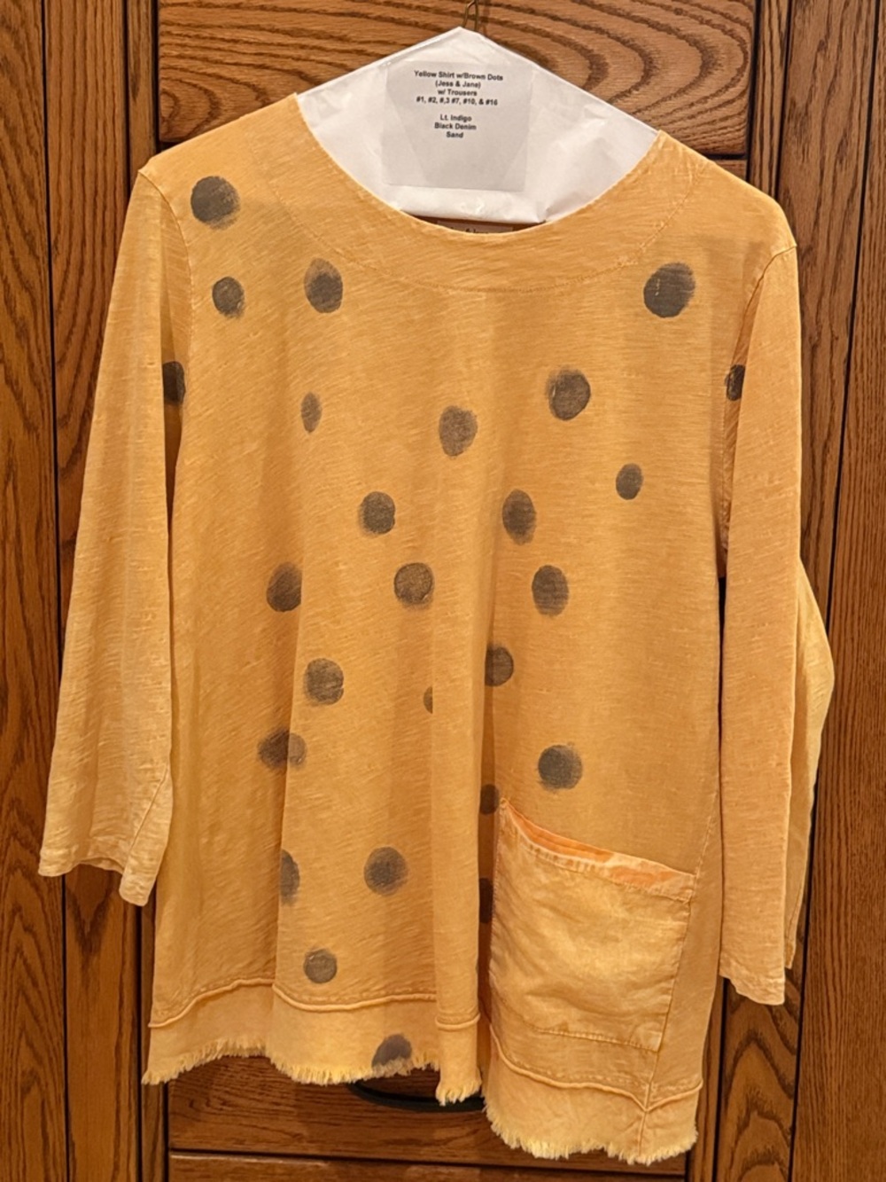 Women’s Yellow Polka Dot Long Sleeve Pocket Top